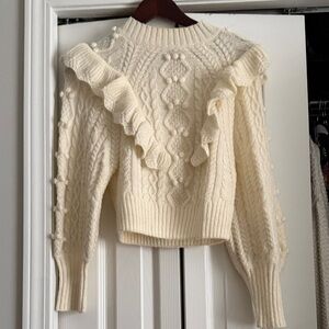 ASTR Cream Ruffled Women's Sweater